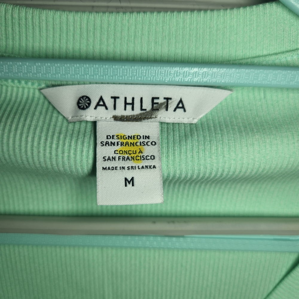 Athleta Mint Long Sleeve Ribbed Henley Top Size Medium - Picture 4 of 4